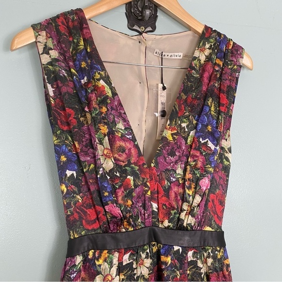 Alice + Olivia Triss Maxi Floral Cut Out Sleeveless Dress Sz 4 - Picture 4 of 7